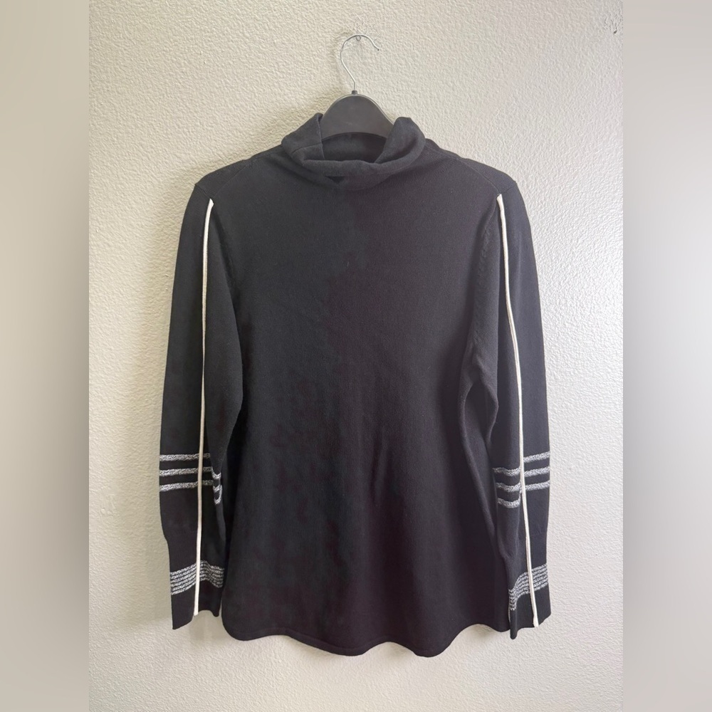 NIC+ZOE Sweater Size M Black Pullover Knitted Long Sleeve